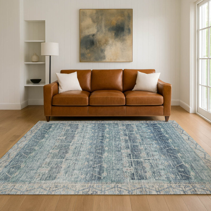 Machine Washable Indoor/Outdoor Chantille ACN2725 Global Rug, Denim, 8' x 10'