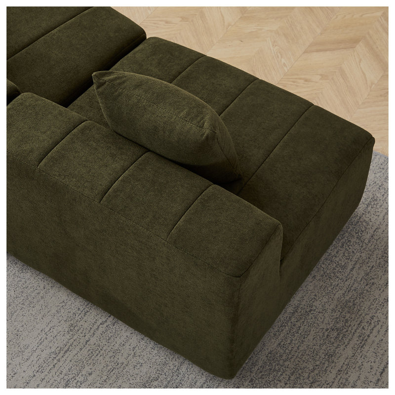 Canapé modulaire en chenille vert, Vert