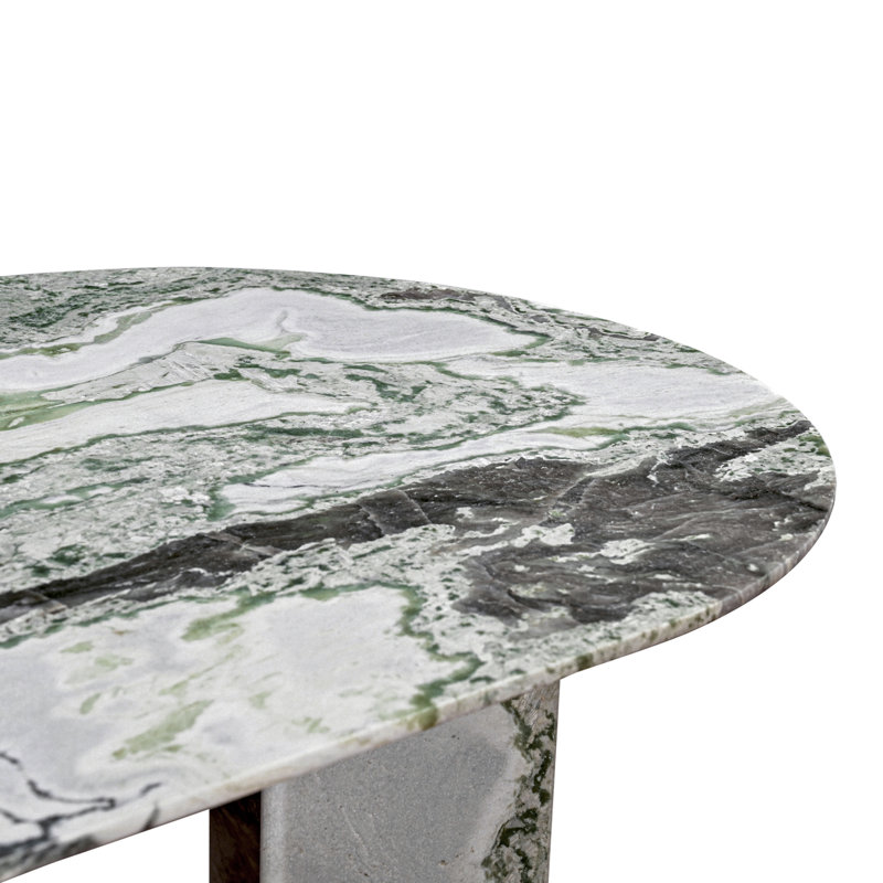 Celia Oval Marble Dining Table, Green Onyx