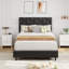 Base de lit plateforme robuste avec tête de lit en tissu réglable en hauteur-187940905-187940910
