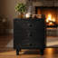 Table de chevet 3 tiroirs 18,7 pouces de largeur noir avec commode en bois moderne
