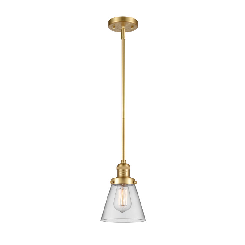 Milardo 1 - Light Single Pendant, Clear, 8" H x 6" W x 6" D, Satin Gold