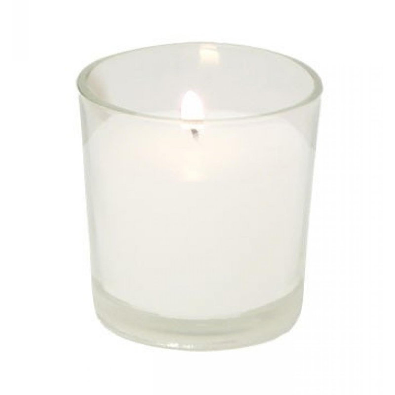 Glass Holder With Votive Candle, 2" x 2" Votive, White