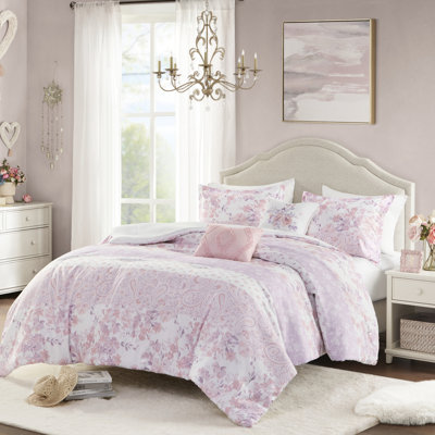 Édredon double / grand avec motif cachemire floral, 2 taies décoratives et coussins, édredon de luxe avec literie de luxe, textile élégant