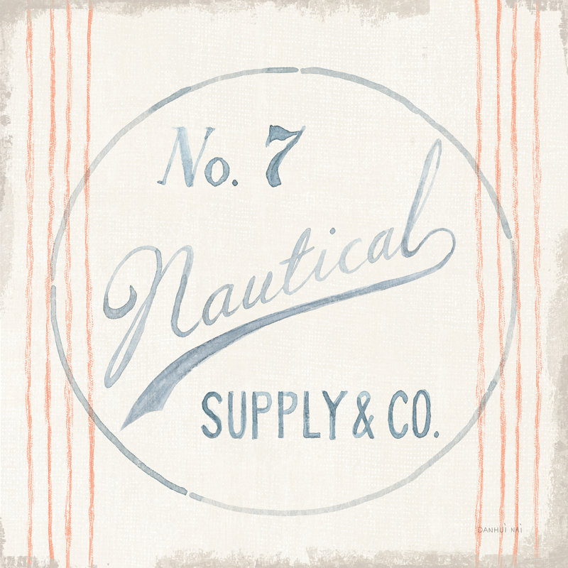 «Floursack Nautical IX» par Danhui Nai - Art textuel à cadre unique, H 30 po x l 30 po x P 1,25 po, Non