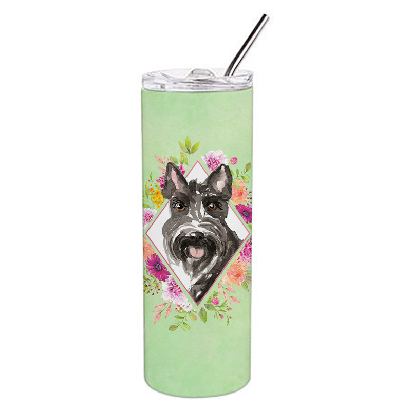 E23BF9F8391D466E9CA4F8DFEBD9A7DB de verre 20 oz à double paroi en acier inoxydable chiot, Terrier écossais, Vert