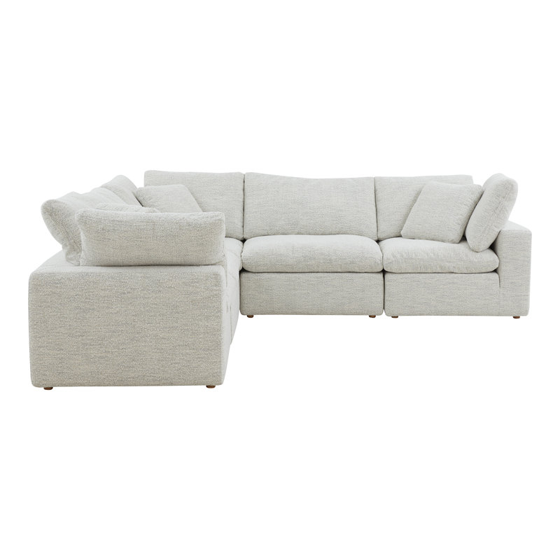 Canapé modulaire en tissu performance 5 pièces Armand, Gris clair Livesmart®