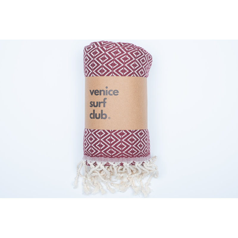 Jamond Turkish Cotton Jacquard Beach Towel, Burgundy
