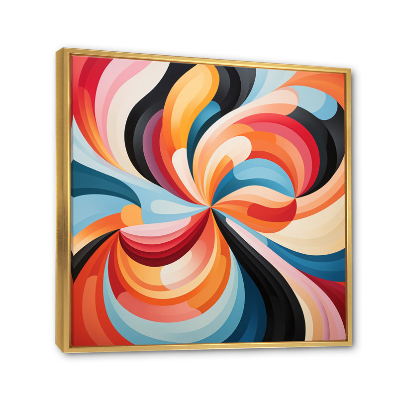 Opt Art Chromatic Elixir VII - Abstract Canvas Wall Art, H 36 po x l 36 po x P 1,5 po, Cadre flottant doré