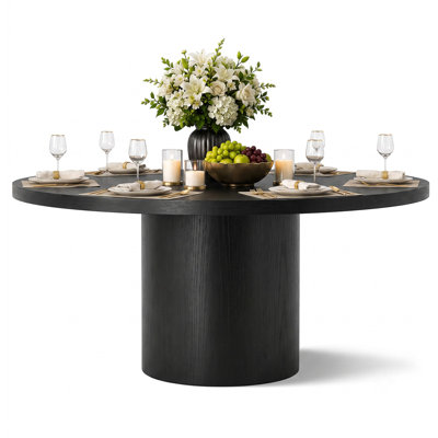 60" Solid Round Pedestal Kitchen Dining Table