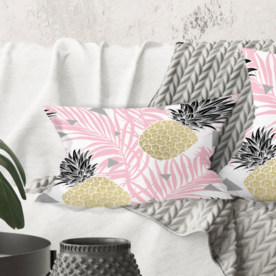 Coussin Golden Golden Leaves - Mid-Century Modern