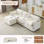 Canapé moelleux 3 places: canapé modulaire 3 places + repose-pieds avec coussins en chenille + 2 coussins décoratifs - taille compacte pour appartement, salon, chambre à coucher