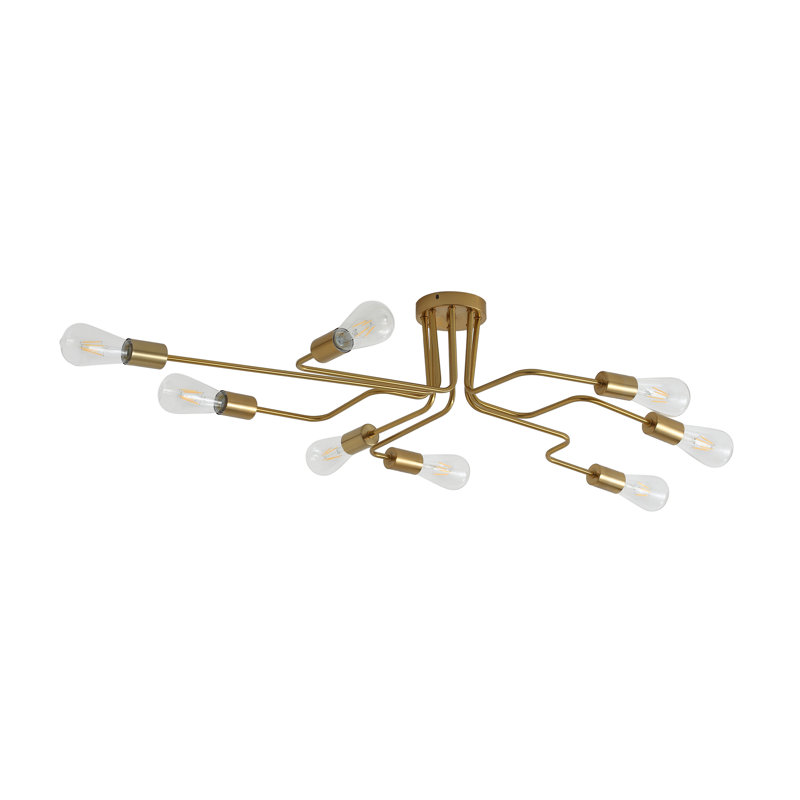 8-Light Bulbs 42.12" Unique Design Semi Flush Mount Fixture, Gold