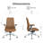 Genuine Leather Executive Office Chair, Mid-Back Ergonomic Swivel Office Chair, High Back Desk Chair with Polished Aluminum Alloy Base, Adjustable Height for Home Office