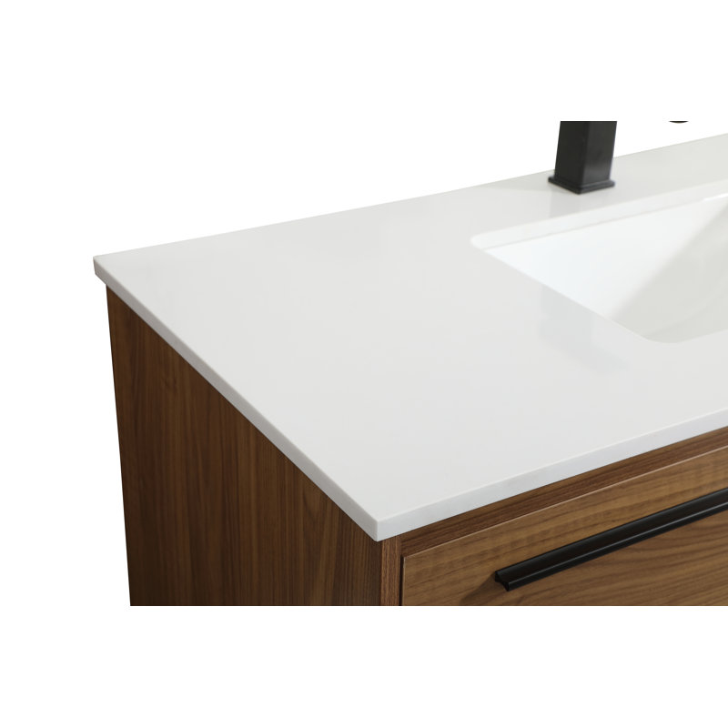 Roman 40'' Single Bathroom Vanity with Engineered Marble Top, Walnut Brown
