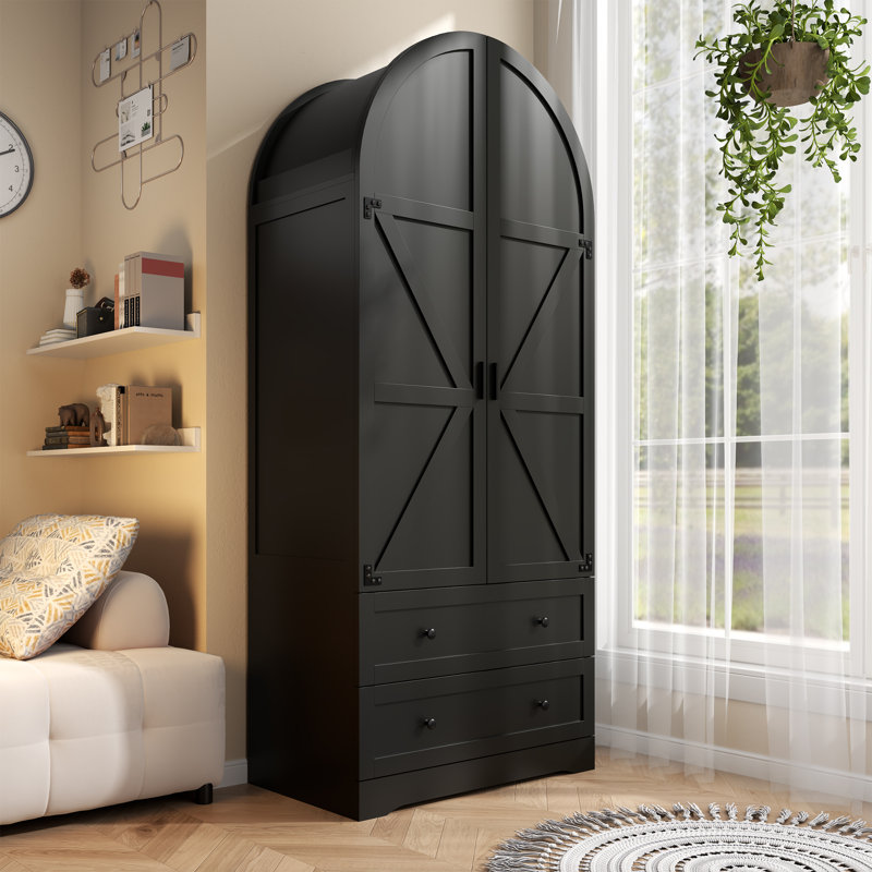 Armoire Wardrobe Closet, Matte Black