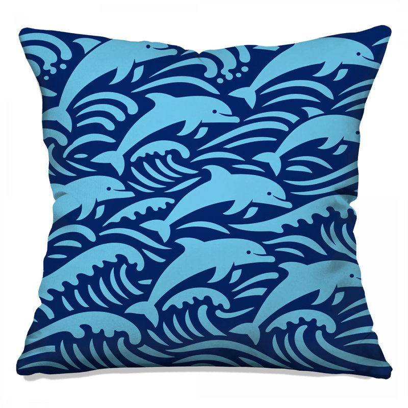 Coussins décoratifs Blue Dolphins Waves, 20 x 20 inches