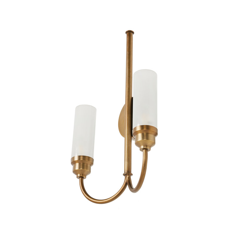 Antique Brass Dual Frosted Glass Sconce