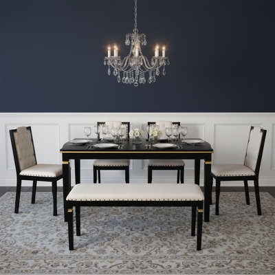 Sixpiece Kitchen Dining Set Including A Rectangular Dining Table 4 Dining Chairs And 1 Dining Stool