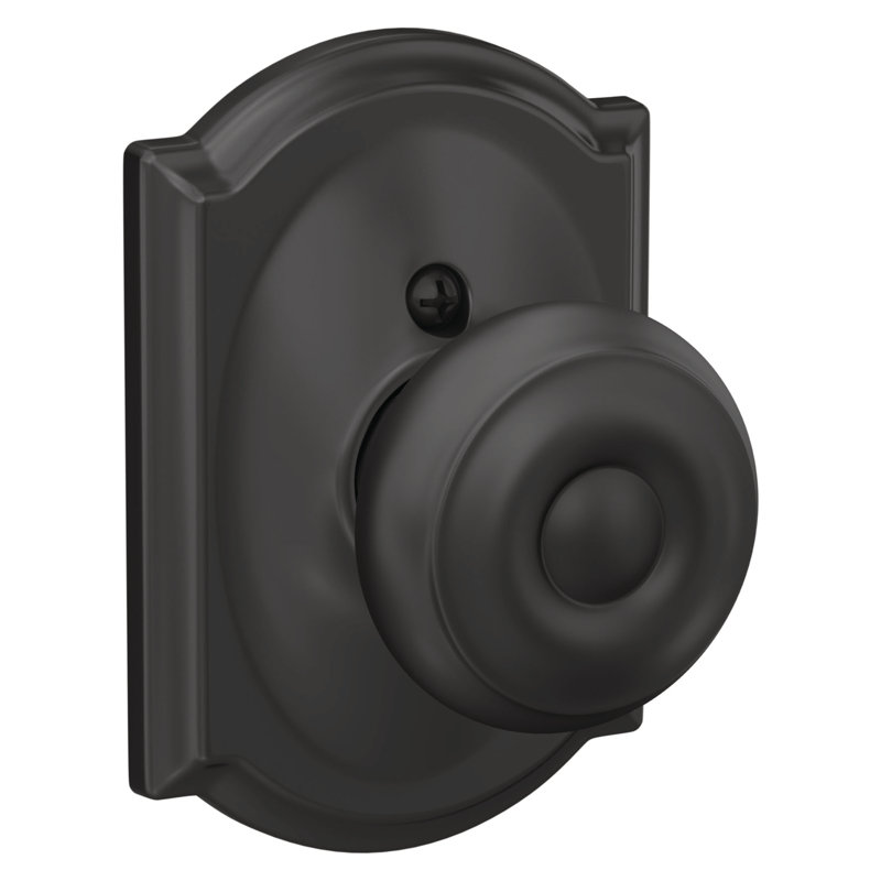 Georgian Passage Knob with Camelot Trim, Matte Black