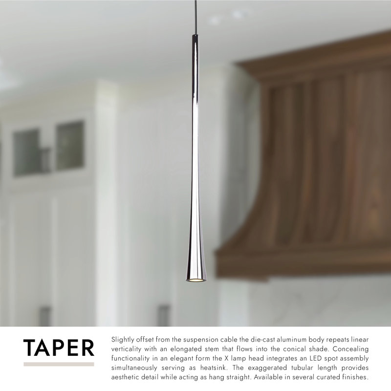 Taper 1 - Light LED Pendant, 136" H x 1.25" W x 1.25" D, Black