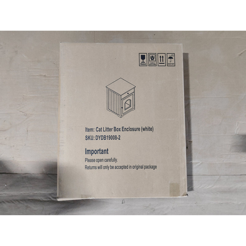 Bac à litière d'intérieur en bois pour chat avec table latérale et tiroir - Tiroir blanc, pour
