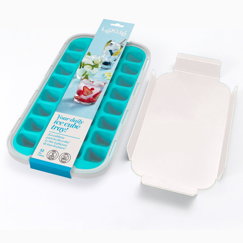 Lékué Industrial Ice Cube Tray with Lid, Blue