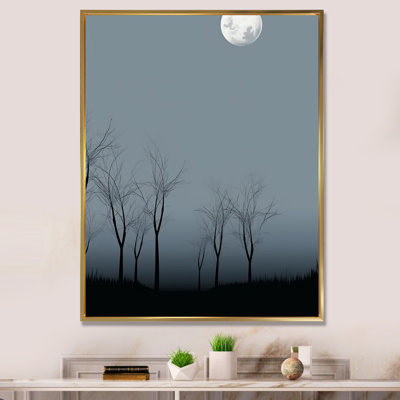Pleine lune mimimalisme avec arbres éloignés - impression