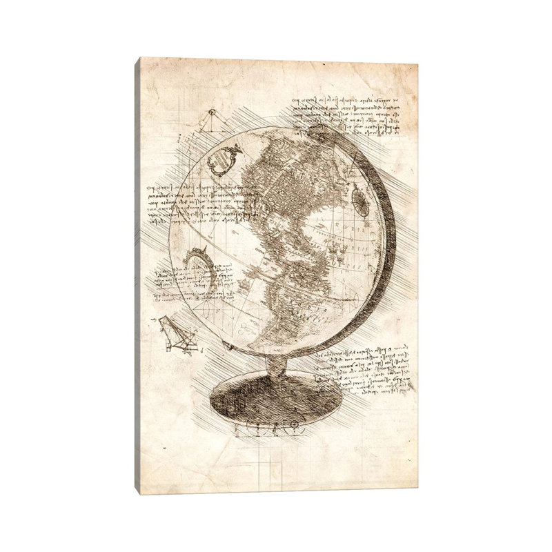 «World Globe» par Cornélin, impression sur toile tendue, H 18 po x l 12 po x 1,5 po