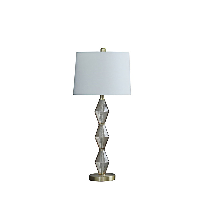 Lampe de table géométrique en verre Amber, Laiton brossé