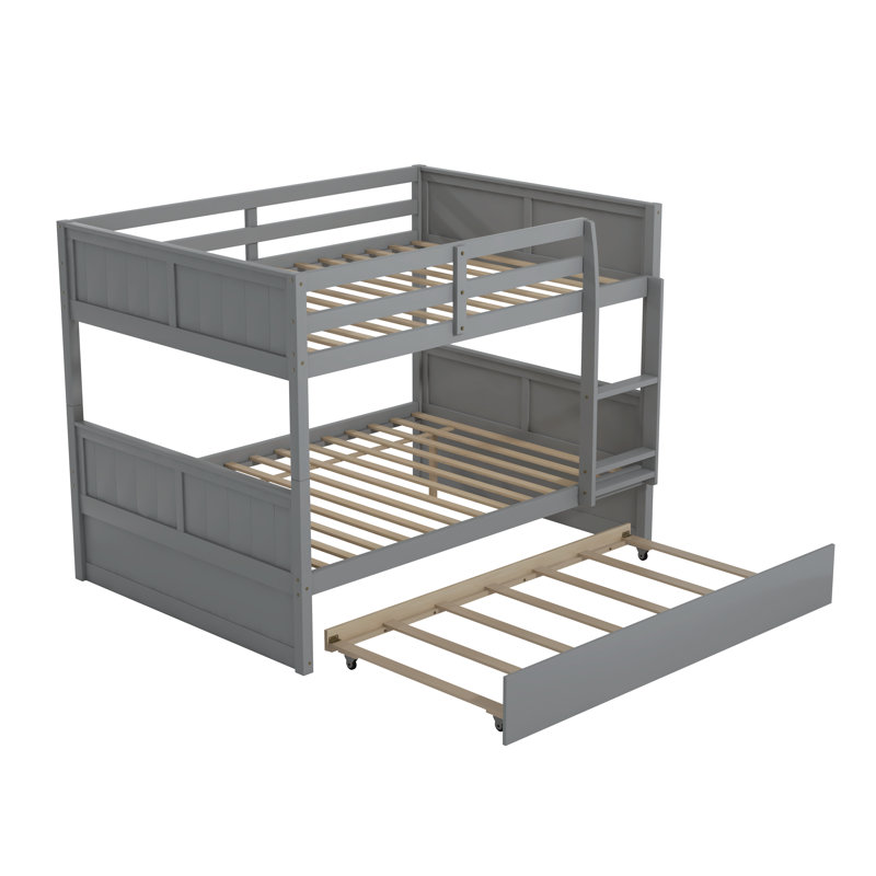 Eurith Full Over Full Standard Bunk Bed with Trundle by Harriet Bee, Gray