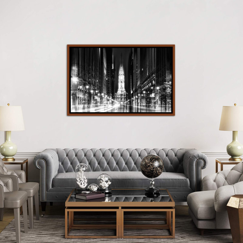" City Hall - Philadelphia " by Philippe Hugonnard, 32" H x 48" W x 1.5" D, Classic Wood Framed Canvas
