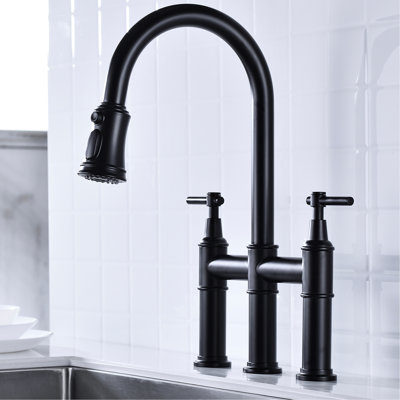 Robinet de cuisine noir mat avec option rétractable - Interrupteur à deux poignées pour un contrôle précis de l'eau