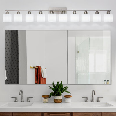  Luminaire de salle de bain à intensité variable 10 lumières avec abat-jour en verre de lait givré