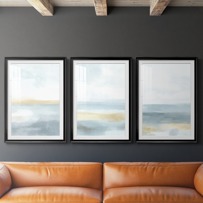 ABSTRACT Series DCCCLVI - Impression encadrée sur mesure de qualité supérieure - 3 pièces, H 27 po x l 57 po, Noir