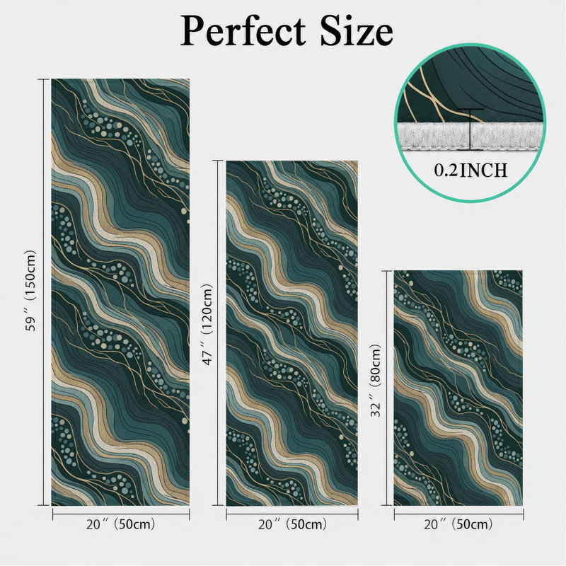Tapis de cuisine lavables antidérapants Wavy Lines