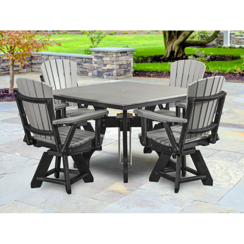 Alyxzander 4 - Person Patio Dining Set with Square Table, Black/Gray