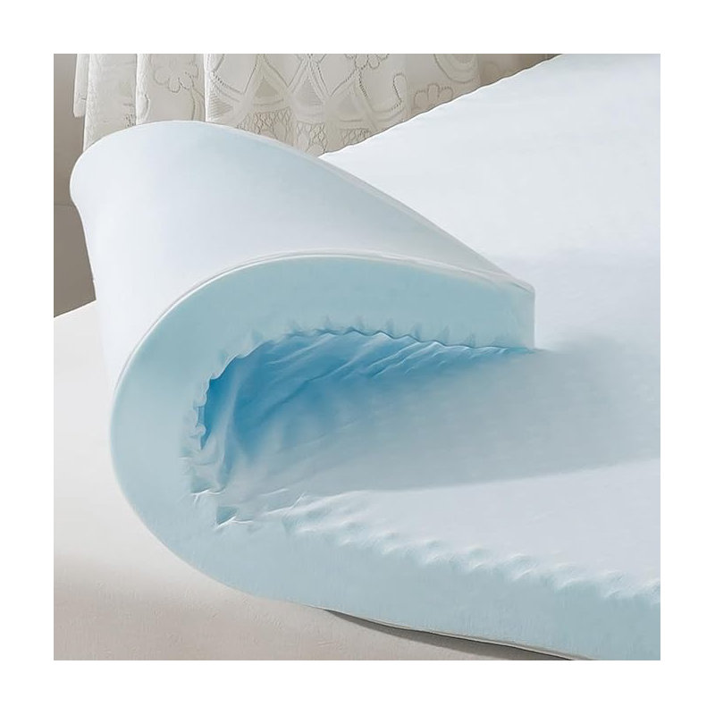 Surmatelas en mousse à mémoire de forme, Bleu, Lit double, 2"