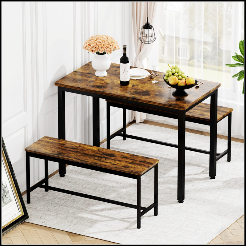 Ensemble de table de salle à manger trois pièces avec plateau fixe pour les repas de famille et les rassemblements sociaux dans les maisons modernes