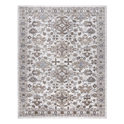 Gretchen Arcadia Traditional Oriental Ivory Gray Beige Polypropylene Indoor Area Rug