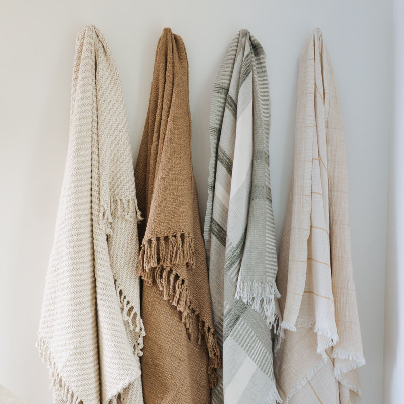 Sahara Stripe Throw, Neutral Throw Blanket For Couch or Bed, Soft Throw Blanket