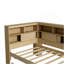 Lit de jour simple en bois avec tablettes de rangement, USB et lit gigogne, naturel