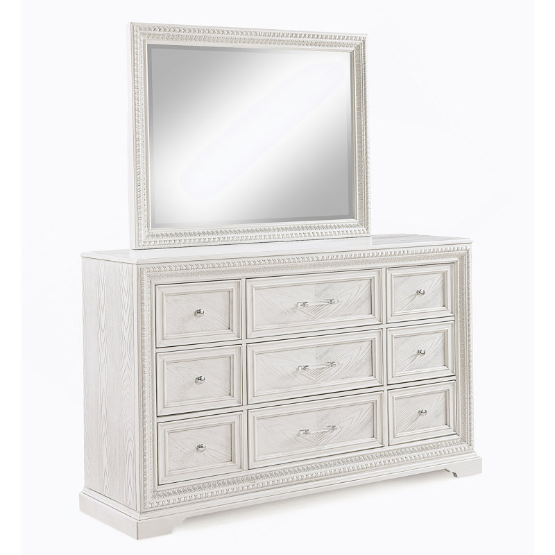 Commode en bois, commode de rangement à 6 tiroirs pour chambre à coucher