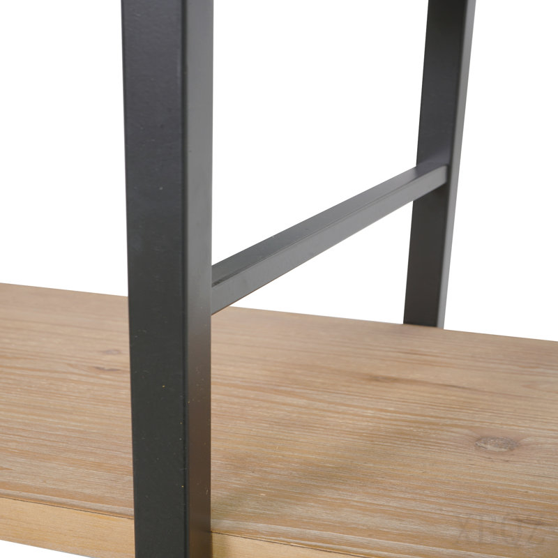 35.6x13.6x70.9" Tall Arched Wood and Iron Display Shelf with Black Frame, 5-Tier Open Shelving Unit Bookshelf, Modern/Industrial