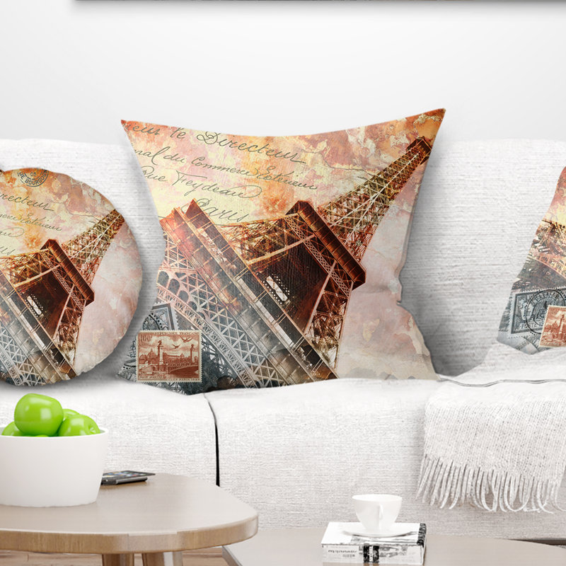 Coussin Paris City Eiffel Tower - Paris, 18 po x 18 po, Coussin décoratif