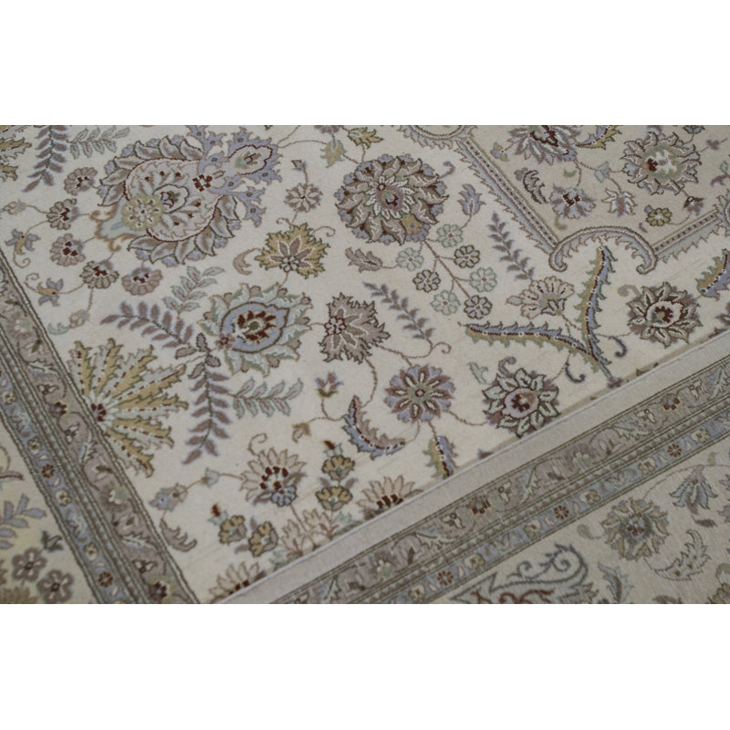 Hand-Knotted High-Quality Ivory and Beige Area Rug