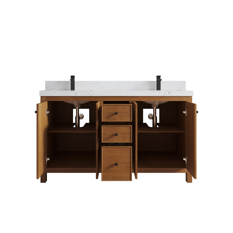 Ensemble de meuble-lavabo double 60 po Chicago Teak, Empira