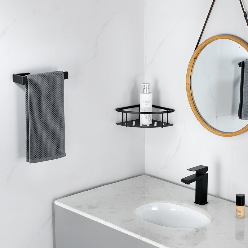 Porte-serviettes mural en acier inoxydable, Noir mat, 1