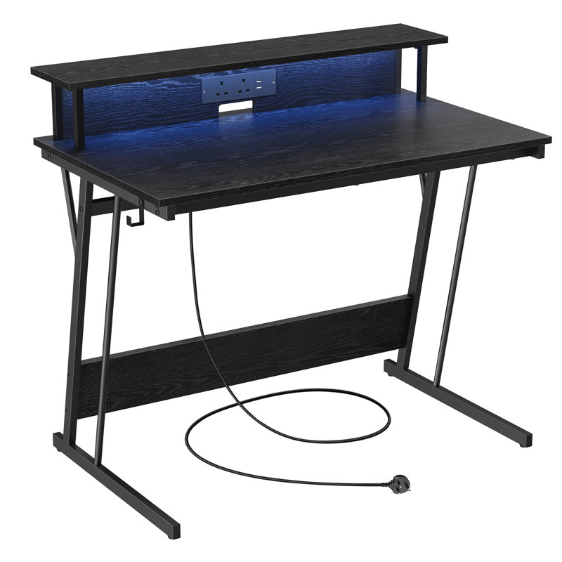 Alcedo 100cm L Computer Table, 76cm H x 120cm W x 60cm D, Ebony Black