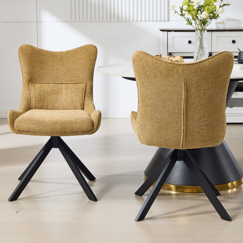 48cm H Upholstered Side Chair, Yellow, 2, Yellow